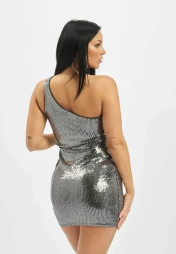 Kleider*Missguided Minikleid mit One-Shoulder-Träger und Puffärmeln in Silber