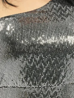 Kleider*Missguided Minikleid mit One-Shoulder-Träger und Puffärmeln in Silber