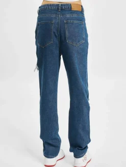 Hosen & Jeans*Missguided Petite Gerade geschnittene Jeans mit Schlitz am Oberschenkel und Knie, blau