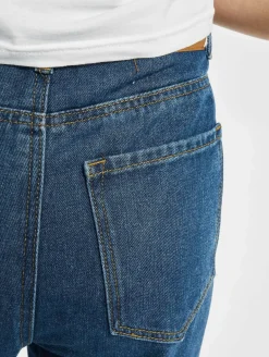 Hosen & Jeans*Missguided Petite Gerade geschnittene Jeans mit Schlitz am Oberschenkel und Knie, blau