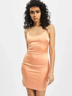 Kleider*Missguided Stretch-Satinkleid mit transparenten Trägern, orange
