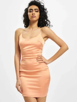 Kleider*Missguided Stretch-Satinkleid mit transparenten Trägern, orange