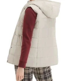 Mäntel & Jacken*O46bpx moderne Stepp-Weste für Damen Basic-Weste mit Kapuze Freizeit-Jacke 913322 Beige