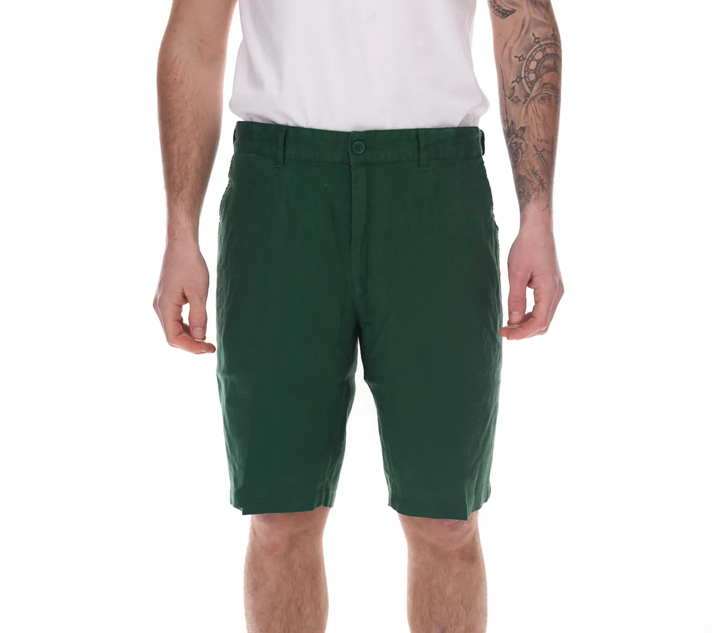 Shorts & Bermudas*O46bpx modische Herren Chino-Shorts Sommer-Bermuda aus Leinen Stoff-Shorts Große Größen 907519 Grün