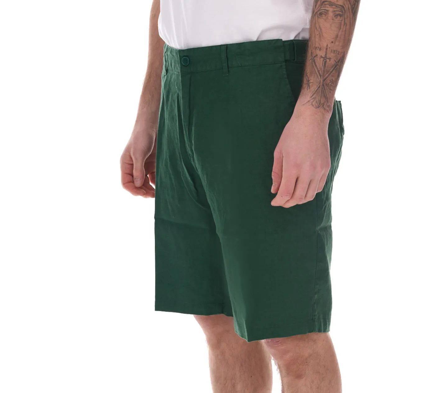 Shorts & Bermudas*O46bpx modische Herren Chino-Shorts Sommer-Bermuda aus Leinen Stoff-Shorts Große Größen 907519 Grün
