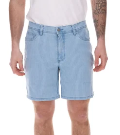 Große Größen|Shorts & Bermudas*O46bpx modische Herren Stretch Jeans-Bermuda Denim-Shorts Regular-Fit im Nadelstreifen-Look 946959-922918 Dunkelblau oder Hellblau