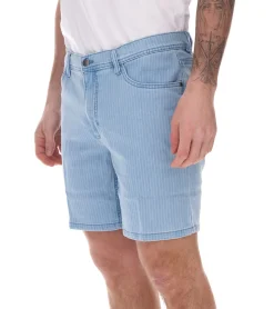 Große Größen|Shorts & Bermudas*O46bpx modische Herren Stretch Jeans-Bermuda Denim-Shorts Regular-Fit im Nadelstreifen-Look 946959-922918 Dunkelblau oder Hellblau