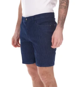 Große Größen|Shorts & Bermudas*O46bpx modische Herren Stretch Jeans-Bermuda Denim-Shorts Regular-Fit im Nadelstreifen-Look Große Größen 946959 Dunkel-Blau