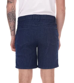 Große Größen|Shorts & Bermudas*O46bpx modische Herren Stretch Jeans-Bermuda Denim-Shorts Regular-Fit im Nadelstreifen-Look Große Größen 946959 Dunkel-Blau