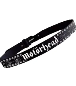 Gürtel*BioworldMerch Motörhead Gürtel für Damen oder Herren Einheitsgröße 100cm mit Logo-Schriftzug Freizeit-Gürtel BT104890MTR Schwarz/Grau