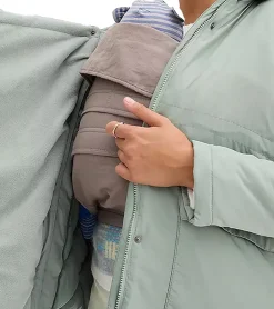 Große Größen|Mäntel & Jacken*O46bpx nachhaltige 3in1 Jacke Damen Schwangerschafts-Jacke Stepp-Jacke Umstandsmode mit Trageeinsatz 945524 Grün