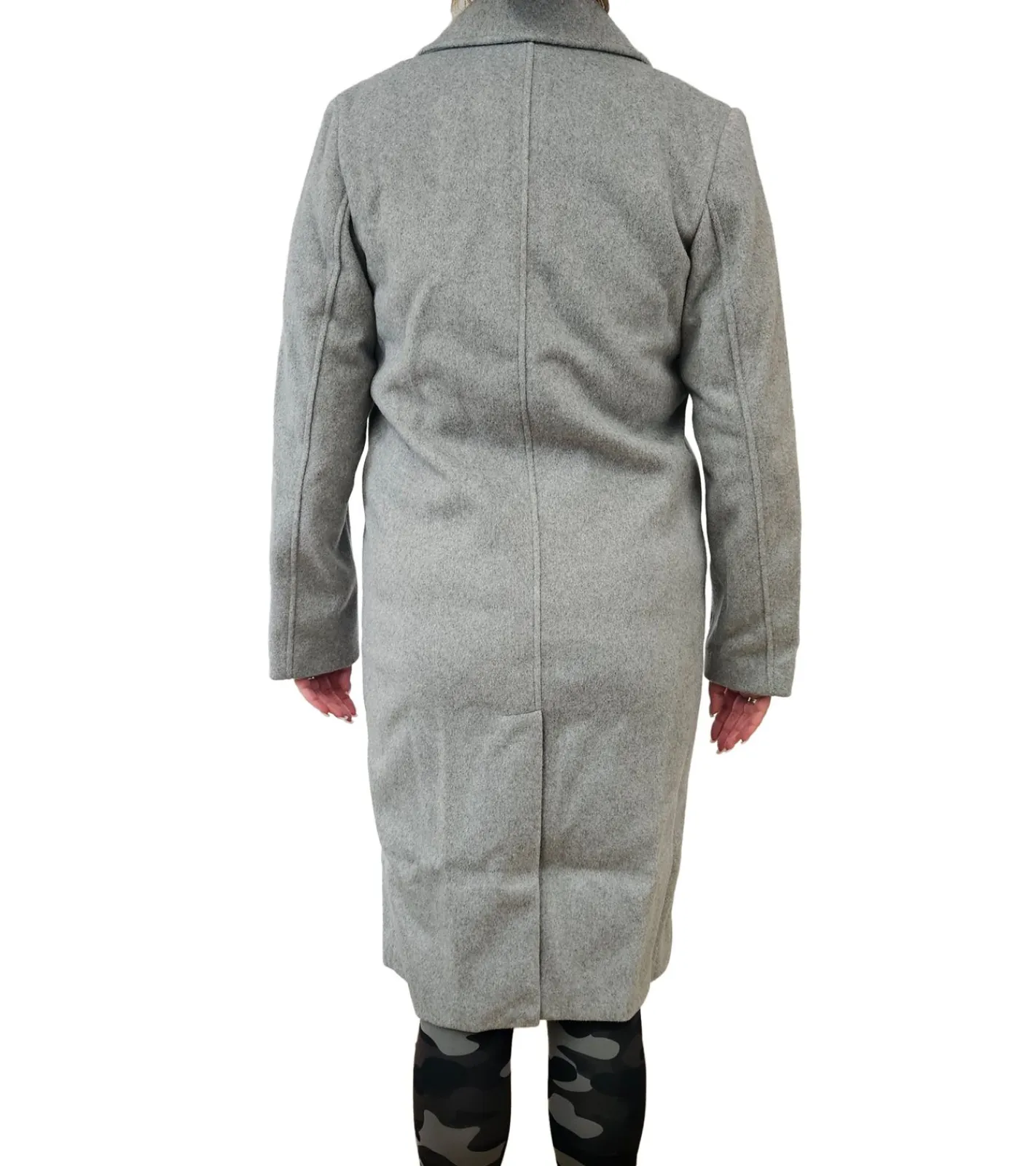 Mäntel & Jacken*O46bpx nachhaltige Long-Mantel Damen Alltags-Mantel in Wolloptik Basic-Mantel Langarm-Jacke 931881 Grau