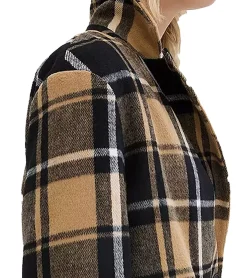 Große Größen|Mäntel & Jacken*O46bpx nachhaltiger Damen Blazer-Mantel karierter Gehrock in Wolloptik 932220 Schwarz/Braun