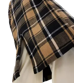 Große Größen|Mäntel & Jacken*O46bpx nachhaltiger Damen Blazer-Mantel karierter Gehrock in Wolloptik 932220 Schwarz/Braun