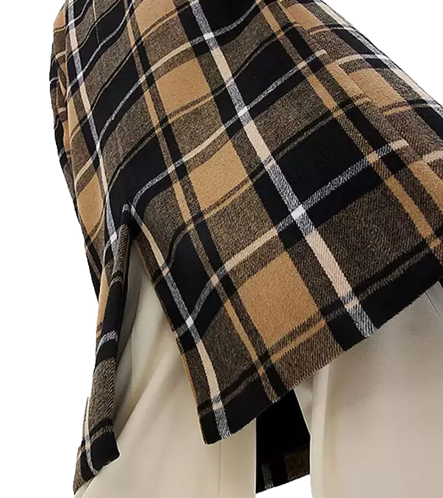 Große Größen|Mäntel & Jacken*O46bpx nachhaltiger Damen Blazer-Mantel karierter Gehrock in Wolloptik 932220 Schwarz/Braun