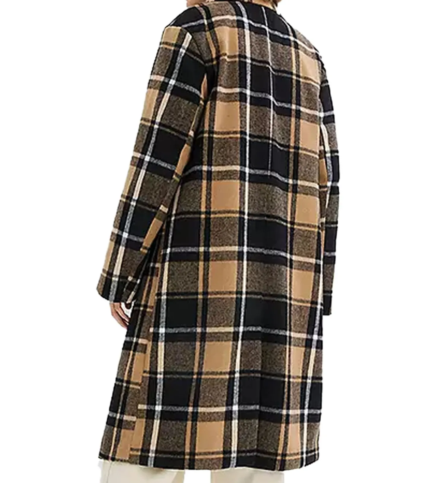 Große Größen|Mäntel & Jacken*O46bpx nachhaltiger Damen Blazer-Mantel karierter Gehrock in Wolloptik 932220 Schwarz/Braun