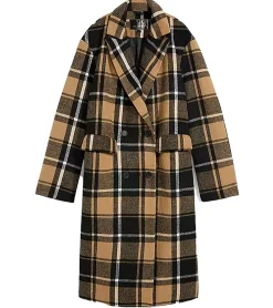 Große Größen|Mäntel & Jacken*O46bpx nachhaltiger Damen Blazer-Mantel karierter Gehrock in Wolloptik 932220 Schwarz/Braun