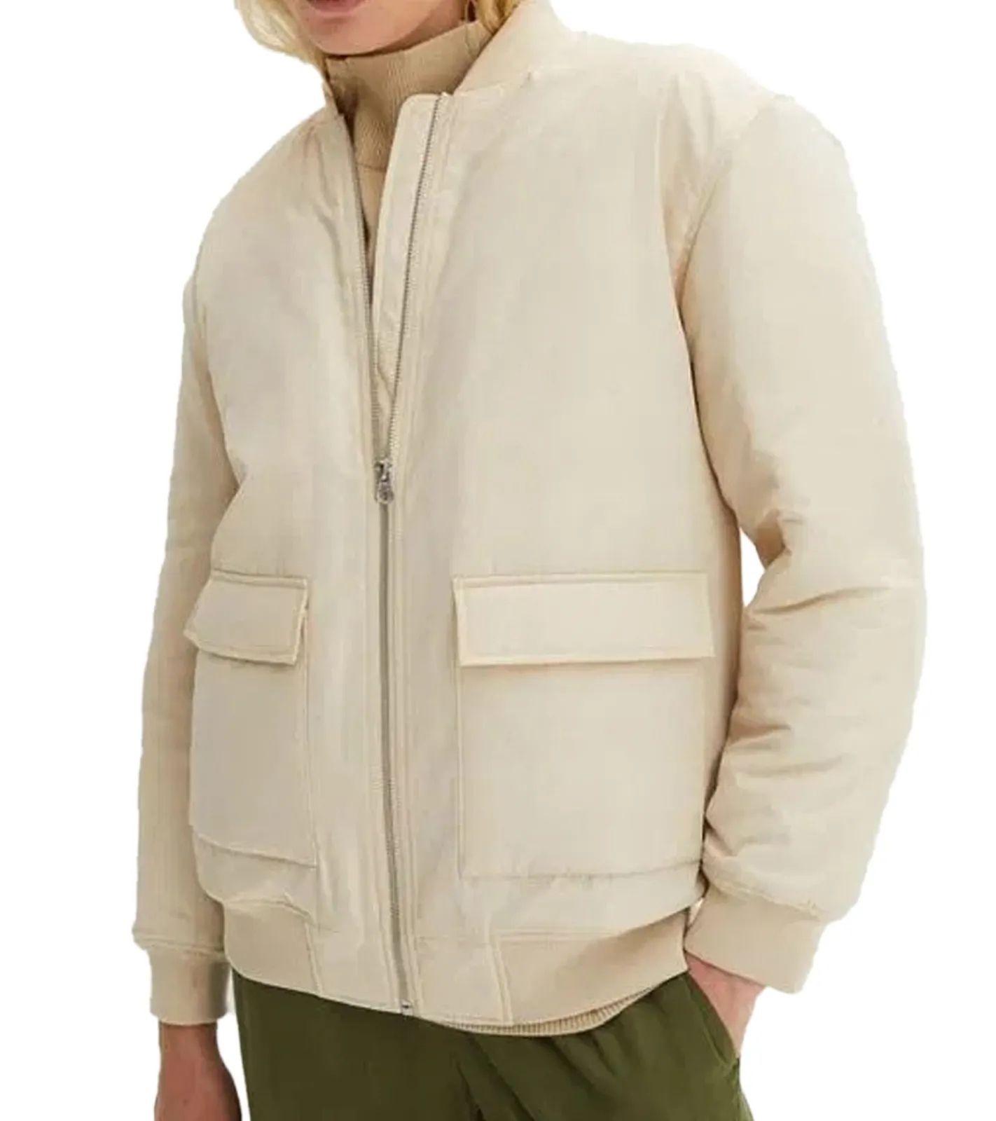 Große Größen|Mäntel & Jacken*O46bpx nachhaltiger Damen Blouson Bomber-Jacke mit Stehkragen Übergangs-Jacke 930683 Beige