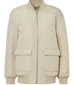 Große Größen|Mäntel & Jacken*O46bpx nachhaltiger Damen Blouson Bomber-Jacke mit Stehkragen Übergangs-Jacke 930683 Beige