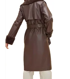 Große Größen|Mäntel & Jacken*O46bpx nachhaltiger Damen Lederimitat-Mantel mit Kunstfell Kragen Kunstleder-Jacke Frühlings-Mantel 930388 Braun