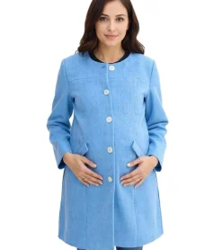 Große Größen|Mäntel & Jacken*O46bpx nachhaltiger 2in1 Mantel Damen Schwangerschafts-Jacke Umstands-Mantel Boucle-Jacke 912560 Hellblau