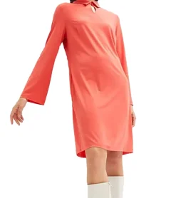 Kleider*O46bpx nachhaltiges Damen Mini-Kleid Sommer-Kleid Jersey-Kleid mit Hemdkragen und ausgestellten Ärmeln 928818 Lachs