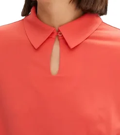 Kleider*O46bpx nachhaltiges Damen Mini-Kleid Sommer-Kleid Jersey-Kleid mit Hemdkragen und ausgestellten Ärmeln 928818 Lachs