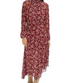Große Größen|Kleider*O46bpx nachhaltiges Damen Sommer-Kleid Midi-Kleid mit Blumen-Print Boho-Kleid 967777 Rot