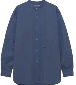 Hemden & Poloshirts*nanamica Herren Wind-Hemd mit Stehkragen und Knöpfen Ausgeh-Hemd Blau