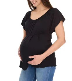 Tops & T-Shirts*neun 9 monate Damen schlichtes Schwangerschafts-T-Shirt Umstands-Mode 540202 Schwarz