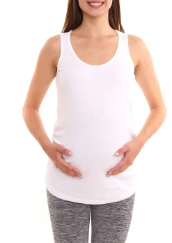 Tops & T-Shirts*neun 9 monate Damen Sommer-Top schlichtes Schwangerschafts-Shirt Umstandsmode Weiß oder Grau