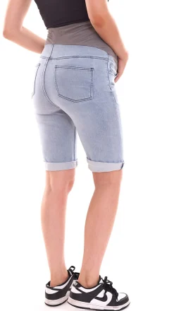 Große Größen|Hosen & Jeans*neun 9 monate Damen Sommer Umstands-Shorts bequeme Schwangerschafts-Shorts Sommer-Hose Blau/Grau oder Blau/Schwarz