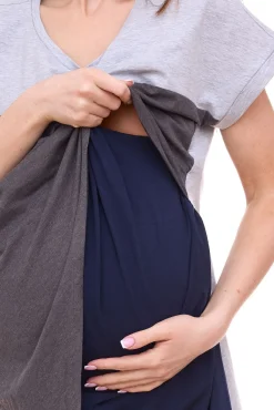 Kleider*neun 9 monate Damen Umstands-Kleid asymetrisches Schwangerschafts-Kleid 32879759 Grau/Blau