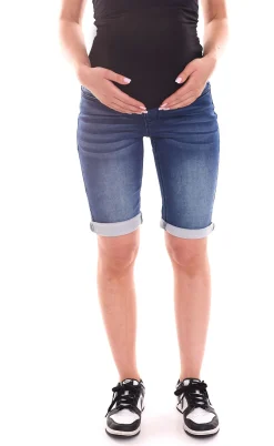 Große Größen|Hosen & Jeans*neun 9 monate Damen Umstands-Shorts bequeme Schwangerschafts-Shorts kurze Sommer-Hose 31437214 Blau/Schwarz