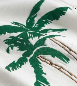 Hemden & Poloshirts*Nikben Long Beach Shirt Herren Viskose-Hemd Kurzarm-Hemd mit Palmen-Print Loose Fit 6371 Weiß