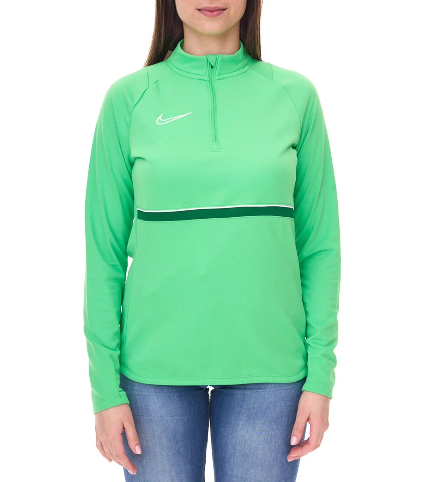 Fitnessmode & Jogginghosen|Sweater & Pullover*NIKE Academy 21 Dry Drill Longsleeve Damen Trainings-Top mit Half-Zip Sweatshirt mit Dry-Fit CV2653-362 Grün