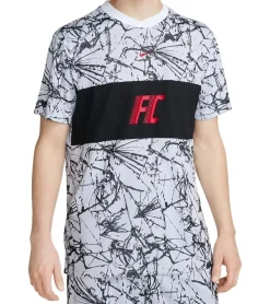 T-Shirts & Tank Tops|Sportoberbekleidung*NIKE F.C. Soccer Jersey Herren Fußball-Trikot mit Dri-Fit Sport-Shirt mit abstraktem Muster DV9769-100 Weiß/Schwarz