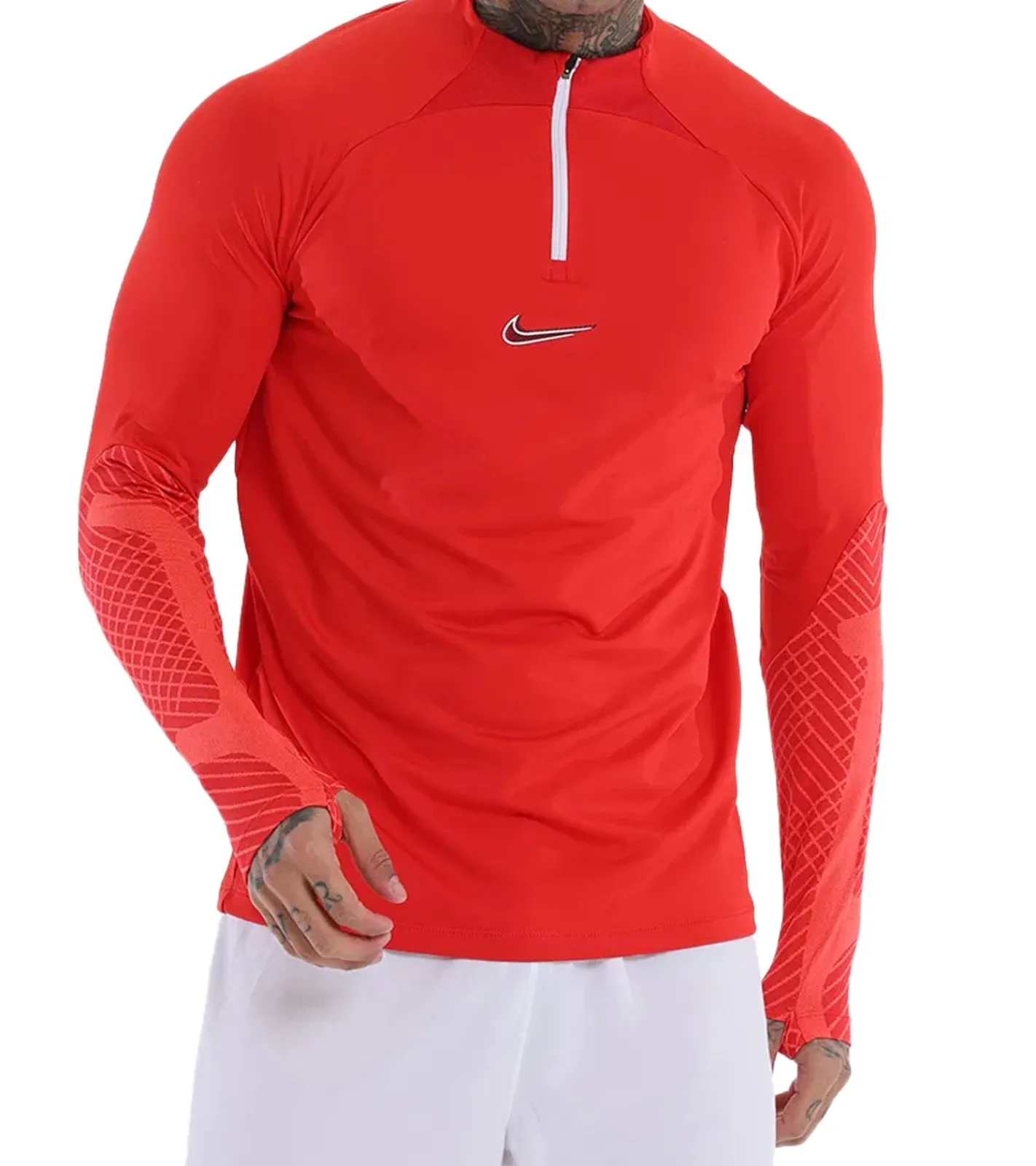 Sportoberbekleidung|Jogginghosen & Fitnessmode*NIKE Herren Langarm-Shirt mit DRI-FIT-Technologie leichtes Trainings-Shirt DH8732-657 Rot