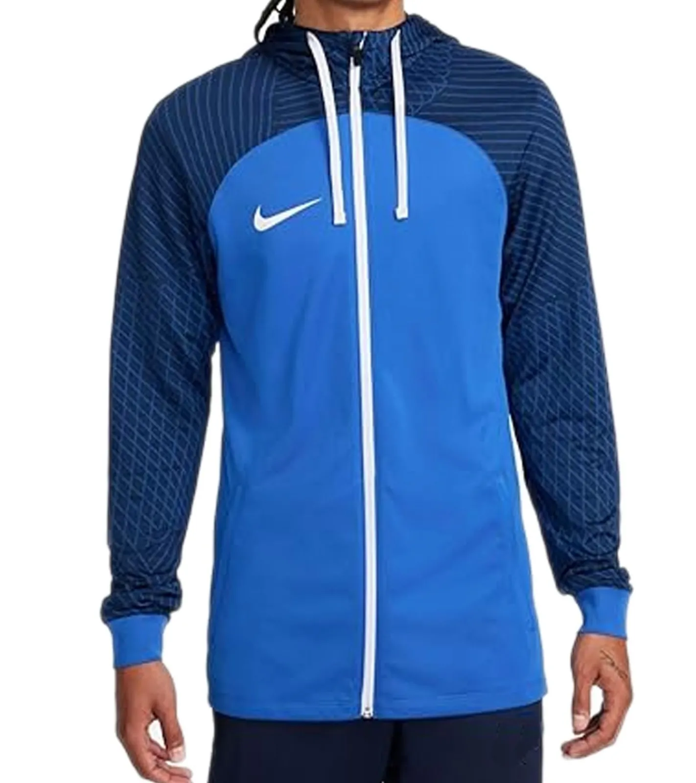 Sportoberbekleidung|Jogginghosen & Fitnessmode*NIKE STRIKE 23 Herren Fitness-Jacke mit Dri-FIT-Technologie Trainings-Jacke mit Brusttasche Sport-Jacke DR2571-463 Blau/Weiß