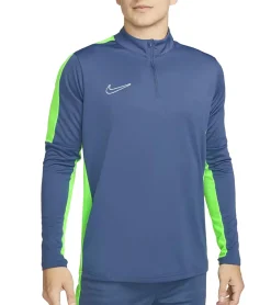 Pullover & Sweater|Sportoberbekleidung*NIKE  Academy Herren nachhaltiger Trainings-Pullover mit DRI-FIT-Technologie leichtes Sport-Shirt aus recycelten Materialien modernes Fitness-Longsleeve DX4294-491 Blau/Grau/Neongrün