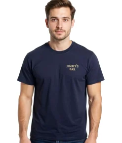 T-Shirts & Tank Tops*NO ROOMS Jimmy's Bar Herren T-Shirt stylisches Baumwoll-Shirt Kurzarm-Shirt Dunkelblau
