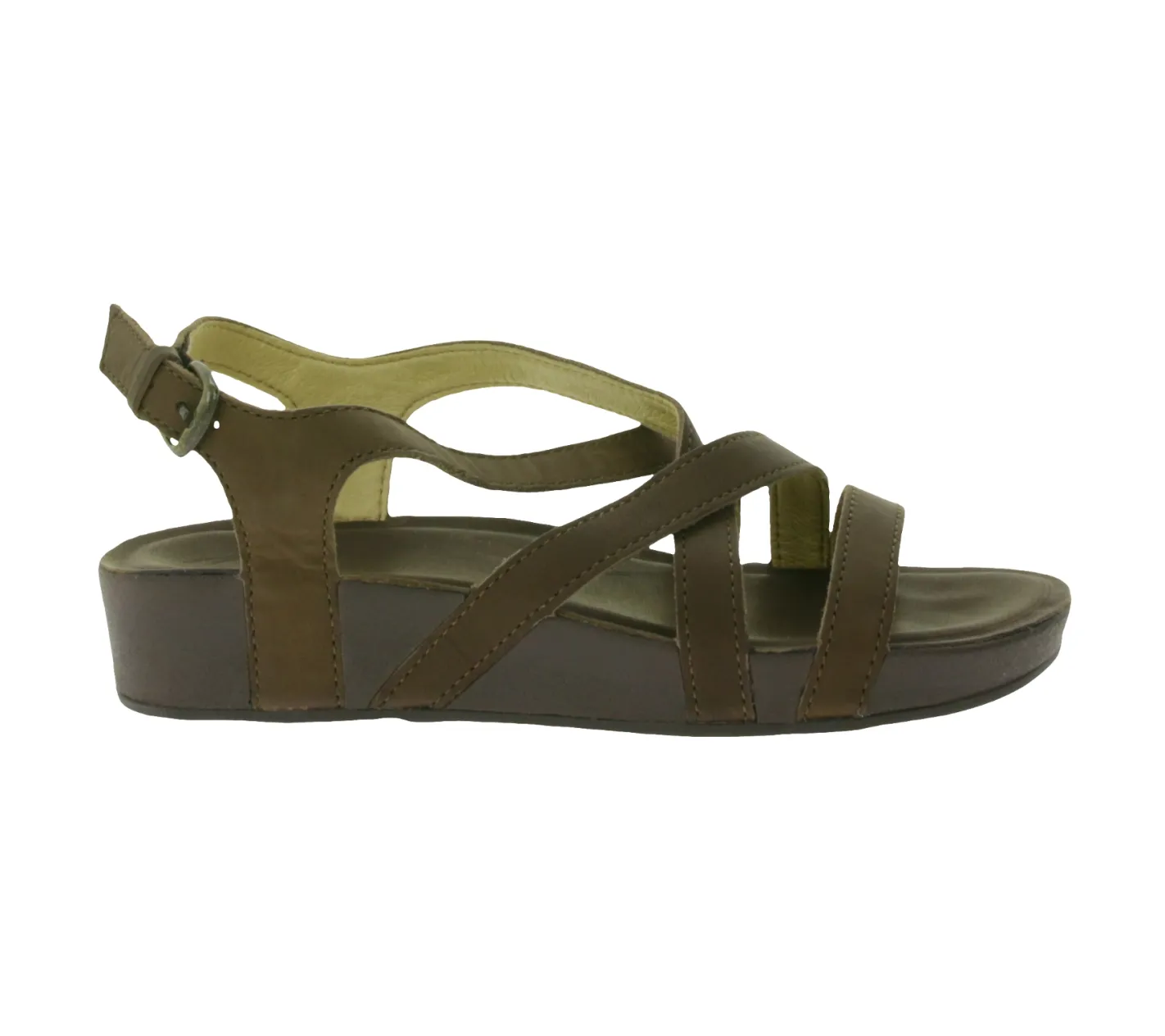 Zehentrenner & Sandalen*OluKai Nana Damen Echtleder-Sandalette Keilabsatz Sommer-Schuhe 20323-SASA Braun