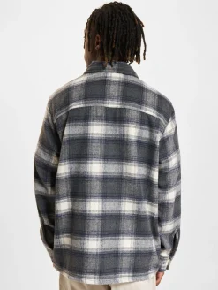 Hemden & Poloshirts*ONLY & SONS Austin Wool Zip Overshirt grau Nadelstreifen/Antikweiß