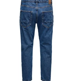 Jeans & Hosen*ONLY & SONS Avi Beam Cropped Herren Jeans Hose mit Retro-Waschung 22021420 Dunkelblau