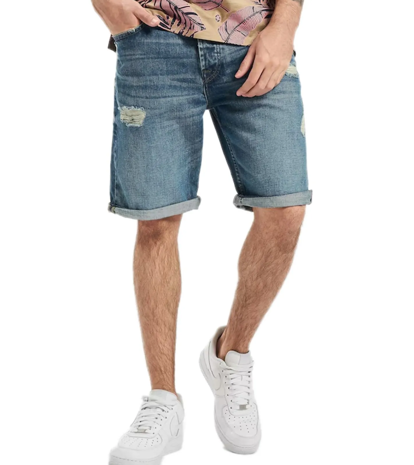Shorts & Bermudas*ONLY & SONS Avi Loose Herren Jeans-Shorts im Used-Look Denim-Hose 22015232 Blau