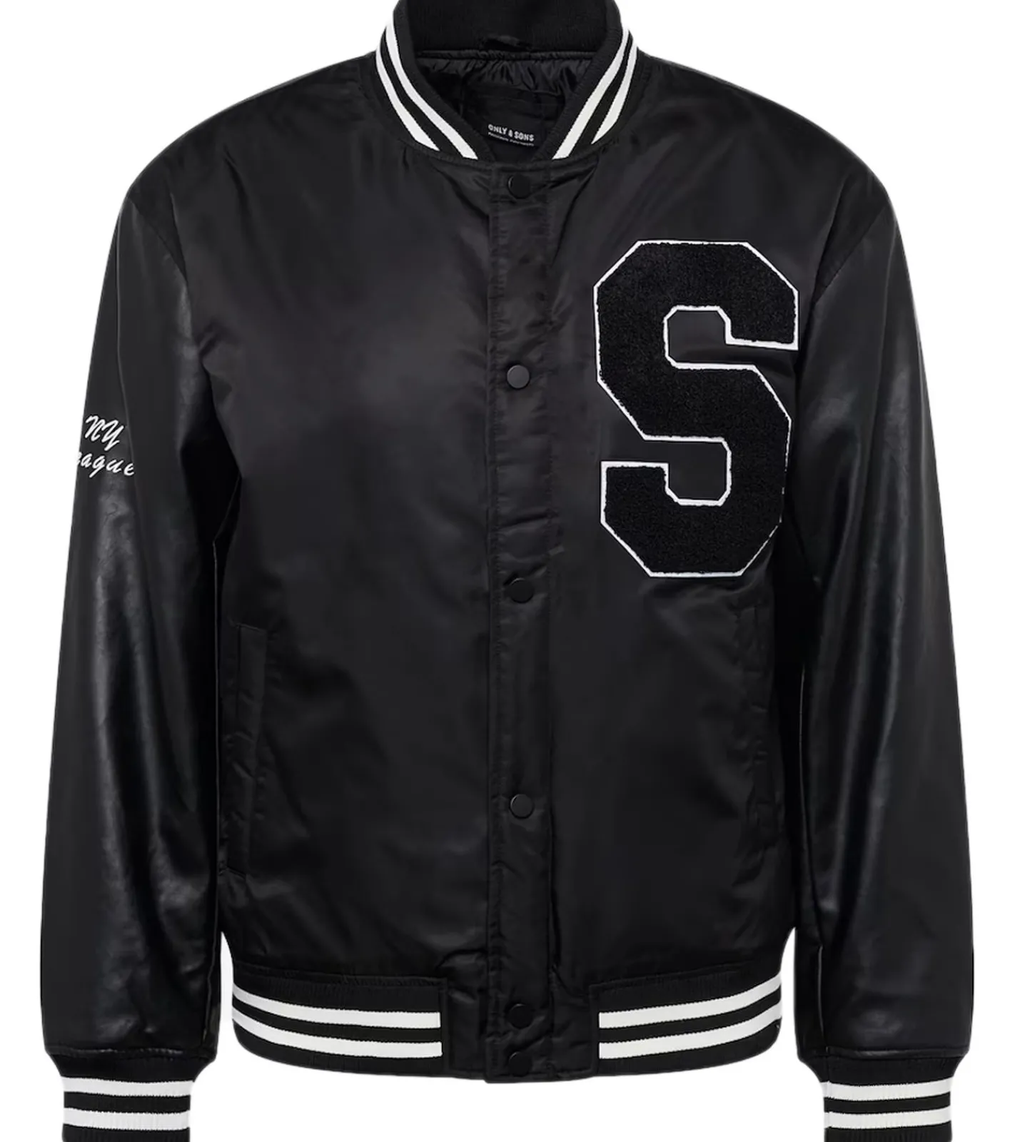 Jacken & Mäntel*ONLY & SONS Chris Varsity Herren Winter-Jacke College-Jacke Bomber-Jacke 22024493 Schwarz/Weiß