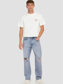 Jeans & Hosen*ONLY & SONS Edge 8785 Tai Straight Fit Jeans, hellblauer Denim