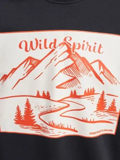 Pullover & Sweater*ONLY & SONS Eli Lockeres Sweatshirt mit Rundhalsausschnitt und Kontrastdruck in Dunkelmarineblau