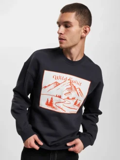 Pullover & Sweater*ONLY & SONS Eli Lockeres Sweatshirt mit Rundhalsausschnitt und Kontrastdruck in Dunkelmarineblau