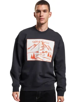 Pullover & Sweater*ONLY & SONS Eli Lockeres Sweatshirt mit Rundhalsausschnitt und Kontrastdruck in Dunkelmarineblau